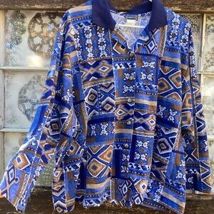 BonWorth Blue and Brown Geometric Shirt